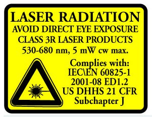 Bomarine laser warning label - please include in all advertising