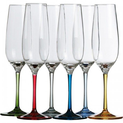 Champagne Glas Voet Gekleurd set
